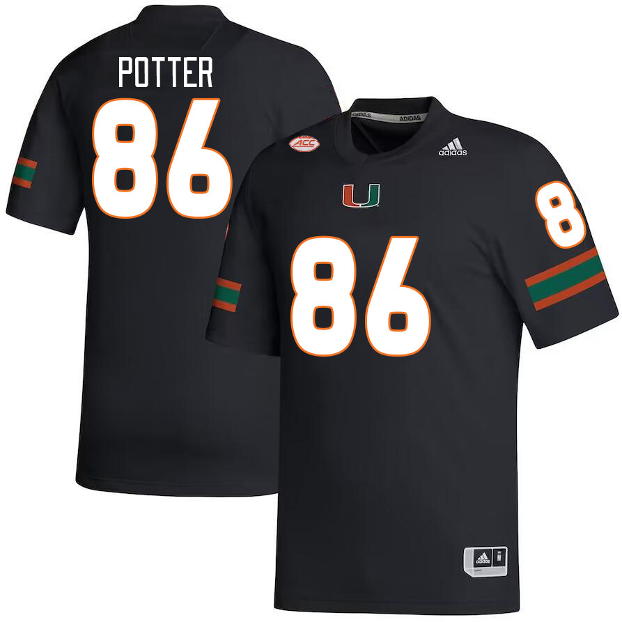Men #86 Fred Potter Miami Hurricanes College Football Jerseys Stitched-Black